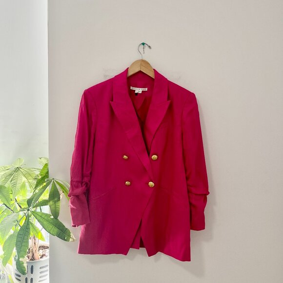 Veronica Beard Hot Pink Linen Blazer Size 14 - Picture 1 of 8